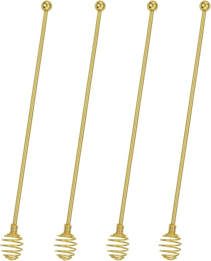 Stainless Steel Stir Sticks,BURLIHOME Dual-use Mixing Spoon Gold Swizzle Sticks For Coffee Cockta... | Amazon (US)