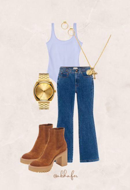 Outfit of the Day! 
#casualyetchic #causaloutfit #ootd #flarejeans #abercrombie #lugboots #goldjewlery 

#LTKFind #LTKSeasonal #LTKcurves