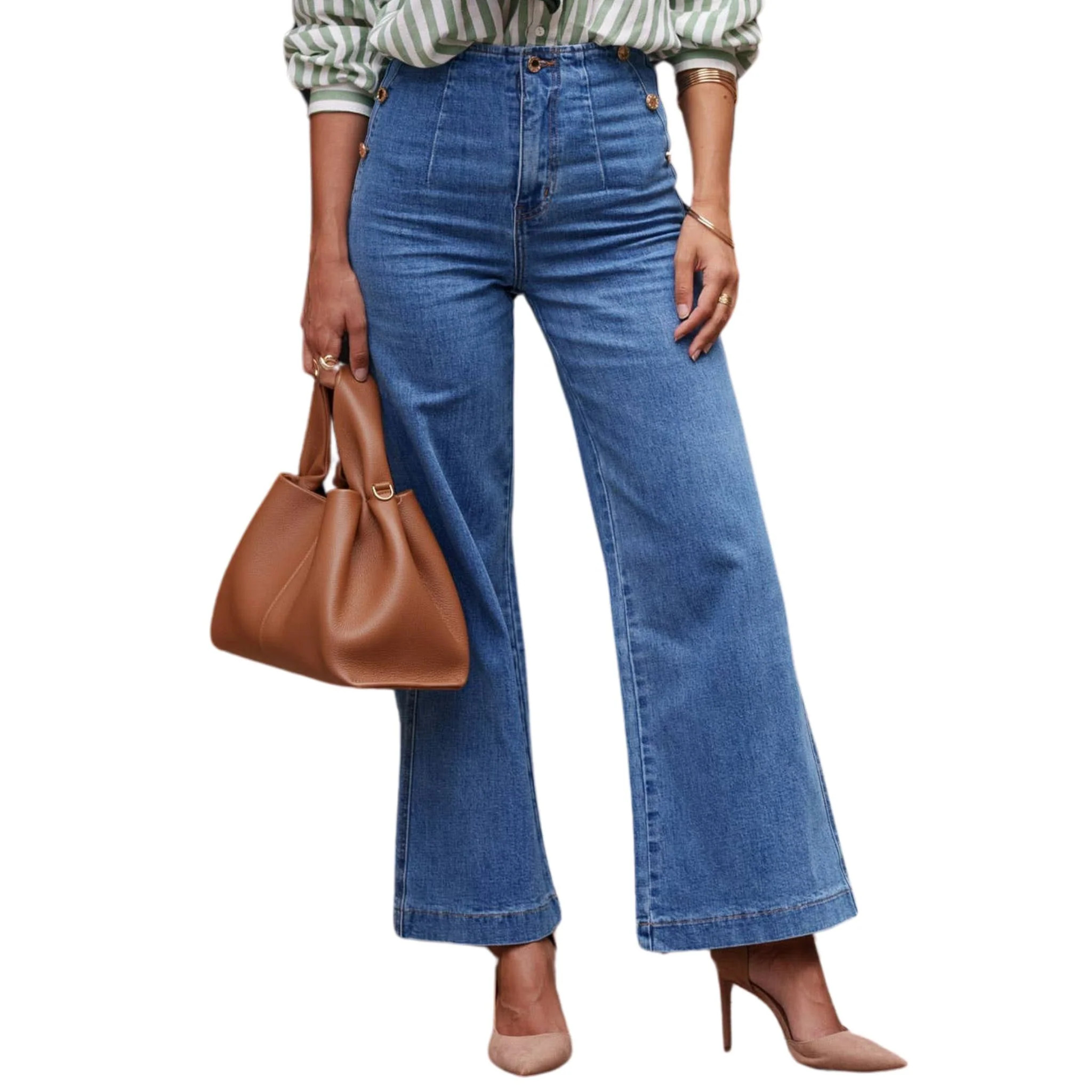 Wide Leg Venise Jeans - Medium Wash | Christina Greene 