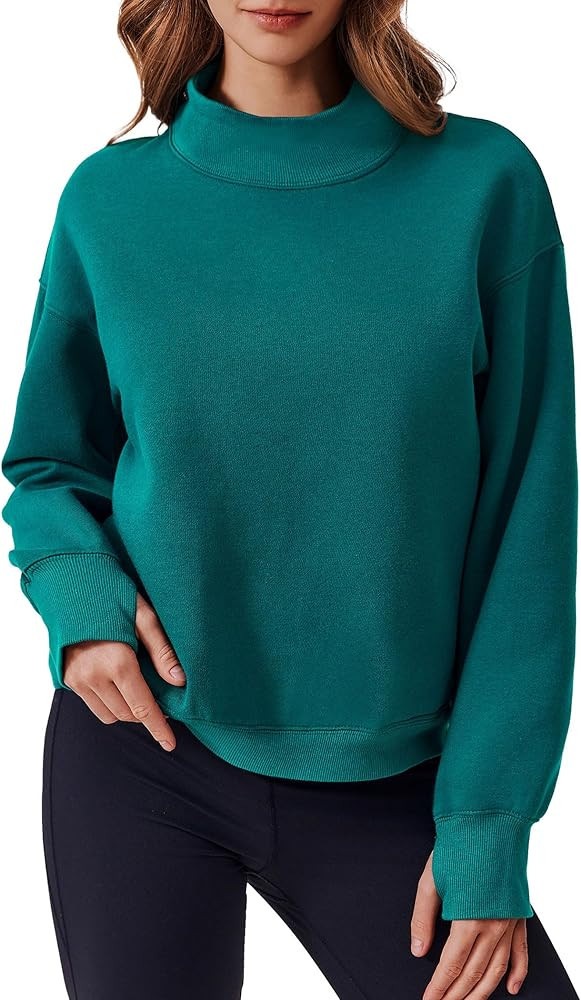 PINSPARK Sweatshirt for Women 2024 Fall Outfits Long Sleeve Fleece Top Turtleneck Sweater Shirts ... | Amazon (US)