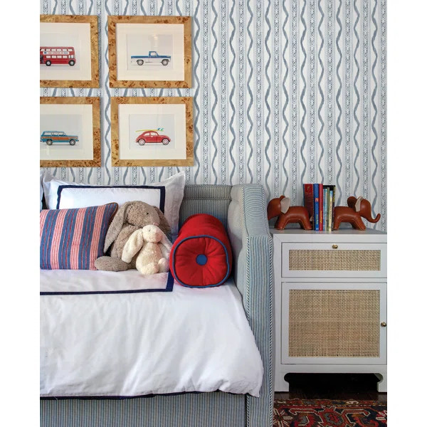 Rhys Blue IKAT Stripe Wallpaper | Wayfair North America