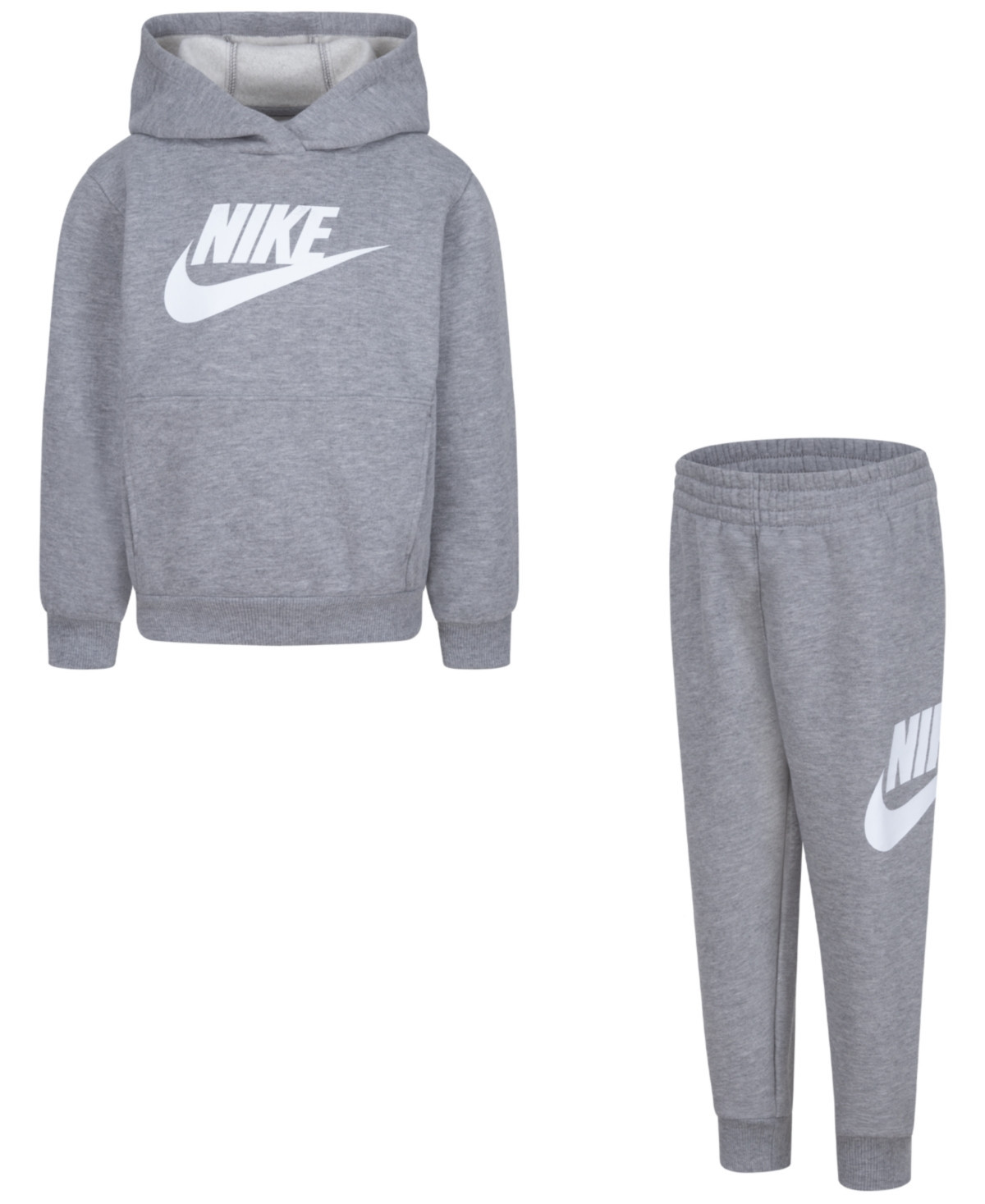 Nike Little Boys Club Fleece 2-Pc. Logo Hoodie & Sweatpants Set - Dark Grey Heather | Macy's