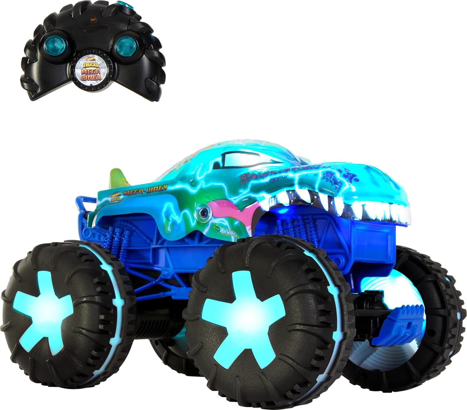 Hot Wheels Toy Truck Monster Trucks RC, Oversized Remote-Control Mega-Wrex Alive in 1:15 Scale, 3... | Amazon (US)