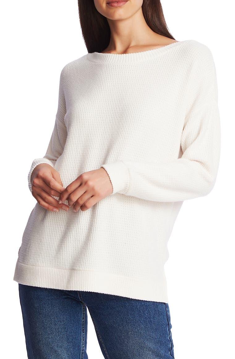 Lattice V-Back Waffle Weave Sweater | Nordstrom