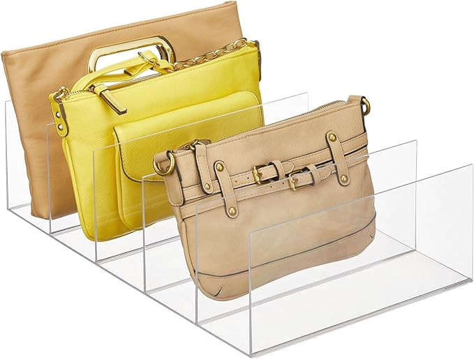 mDesign Plastic Divided Purse Organizer for Closets, Bedrooms, Dressers - Closet Shelf Storage So... | Amazon (US)