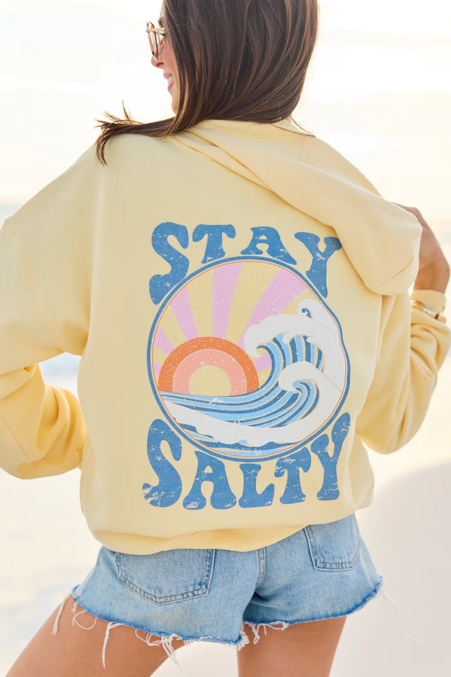 Stay Salty Yellow Graphic Hoodie | Pink Lily