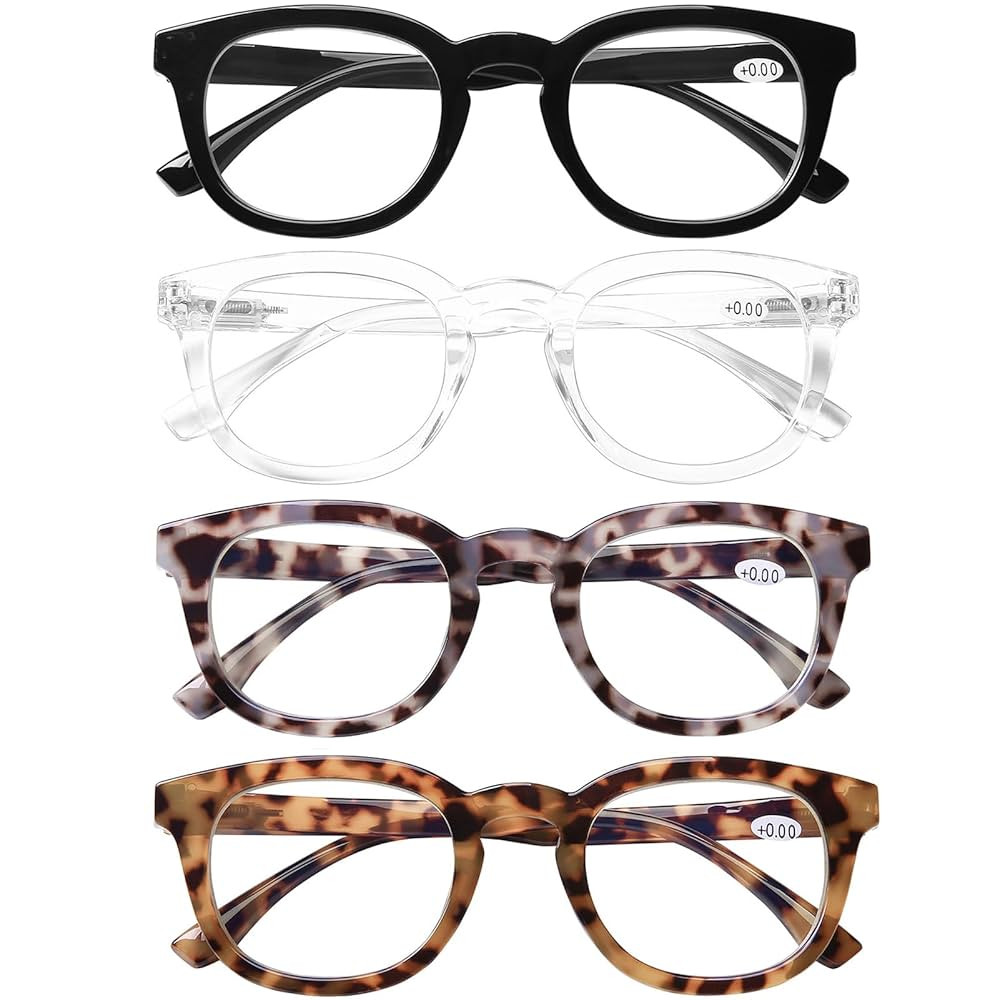 AQWANO Computer Reading Glasses Blue Light Blocking -4 Pack Round Frames Anti Blue Ray Reduce Eye... | Amazon (US)