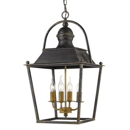 Christoff Antique Black Iron 15-Inch Four-Light Pendant | Bellacor