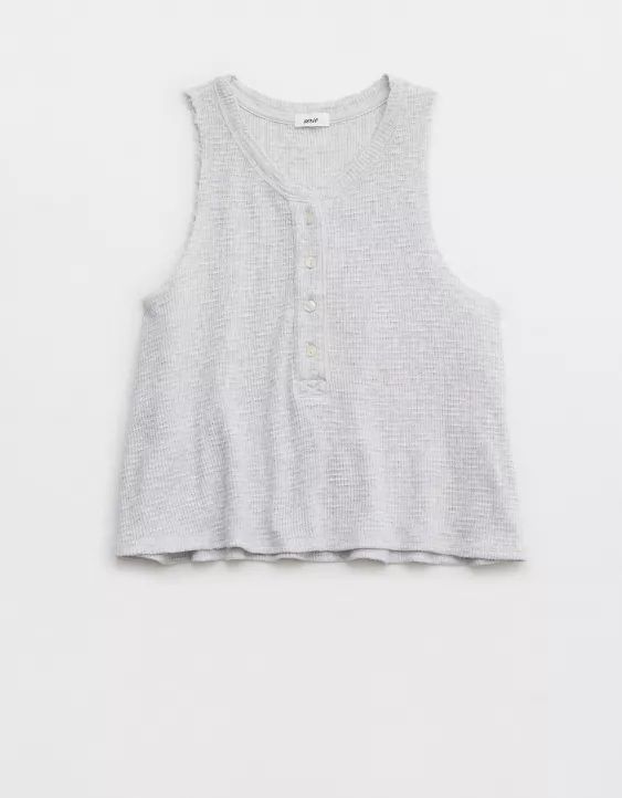Aerie Sunspun Waffle Cropped Tank Top | American Eagle Outfitters (US & CA)
