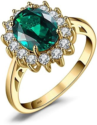 JewelryPalace Princess Diana Kate Middleton Class Gemstone Birthstone Sapphire Halo Engagement Ri... | Amazon (US)