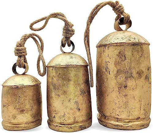Shabby Chic Set of 3 Country Rustic Style Bells Handmade Metal Harmony Christmas Hanging Cow Bell... | Amazon (US)