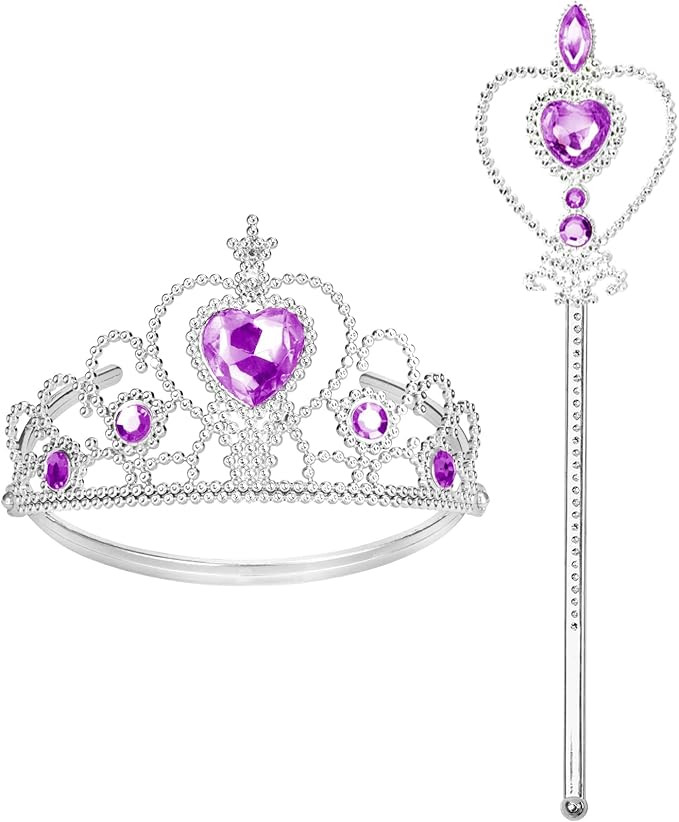 Tiara for Little Girls Princess Crown, Princess Dress Up Tiara and Wand Birthday Crown for Girls ... | Amazon (US)