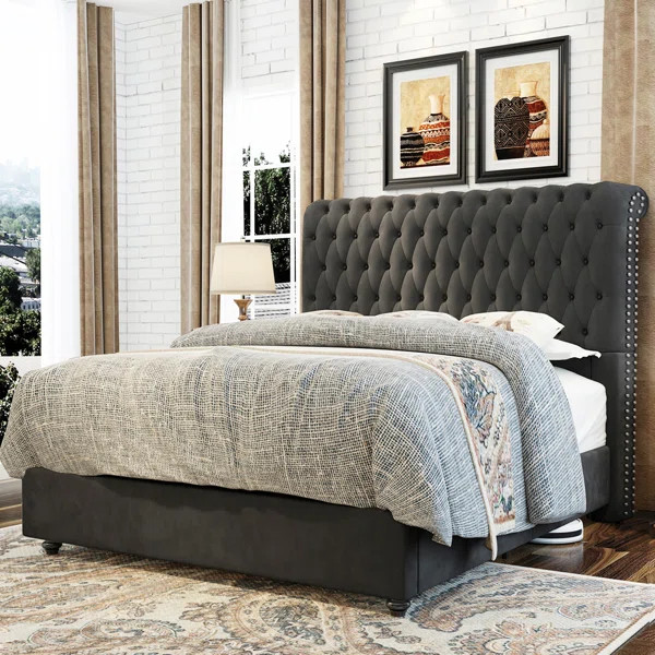 Jamileth Upholstered Metal Sleigh Bed | Wayfair North America