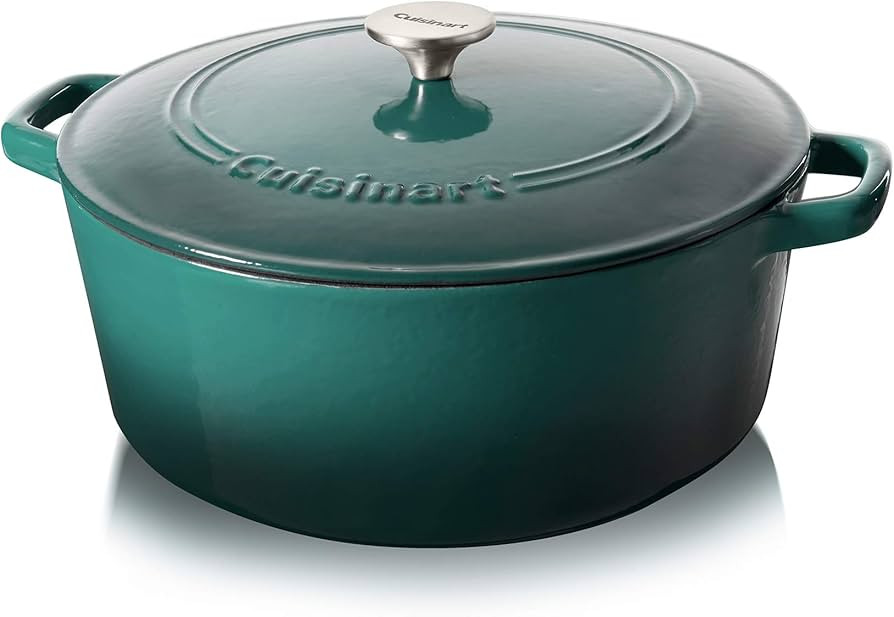 Cuisinart Chef's Classic Enameled Cast Iron Round Covered Casserole (Teal Gradient, 7- Quart) | Amazon (US)