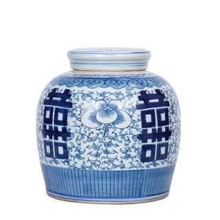 Blue And White Blooming Double Happiness Jar - Bed Bath & Beyond - 35807105 | Bed Bath & Beyond