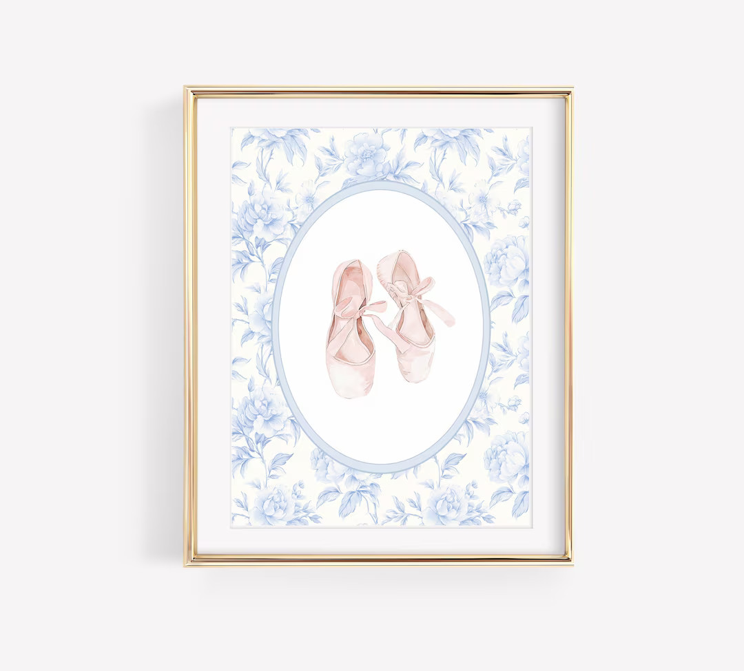 Ballet Wall Art, Chinoiserie Girl Nursery Print, Pink Blue Nursery, Little Girl Room Decor, Blue ... | Etsy (US)