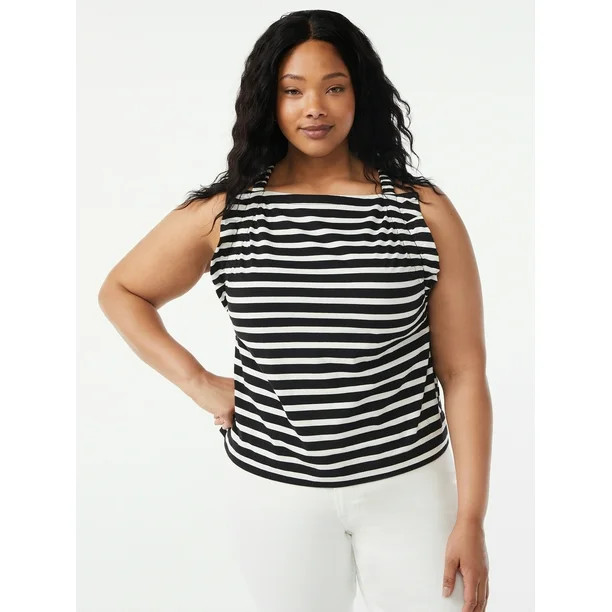Free Assembly Women's Shirred Flounce Tank Top | Walmart (US)