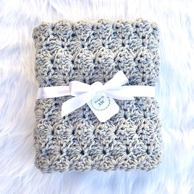 Crochet Baby Blanket - Baby Boy or Girl - Baby Blanket Crochet - Grey Afghan Blanket - Neutral Ba... | Etsy (US)
