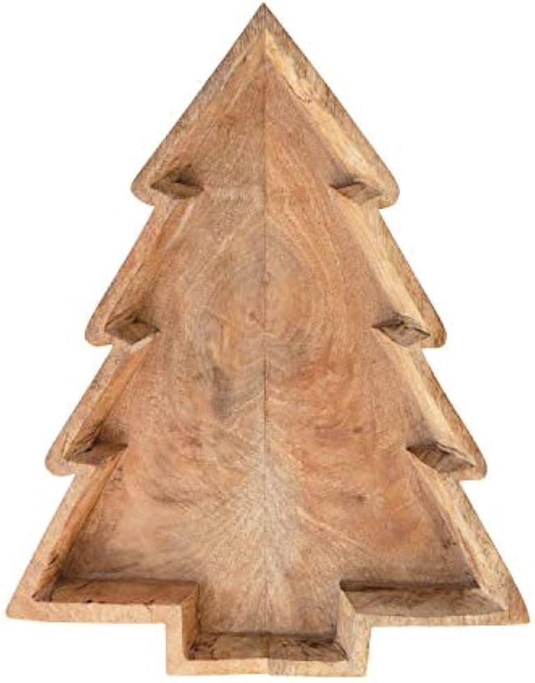 Creative Co-Op 20-1/2"L x 16" W Mango Wood Tree Shaped Tray Serveware, Multi | Amazon (US)