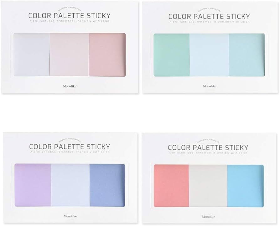 Monolike Color Palette Sticky Solid 301 A Set 4p - Self-Adhesive Memo Pad 30 Sheets | Amazon (US)
