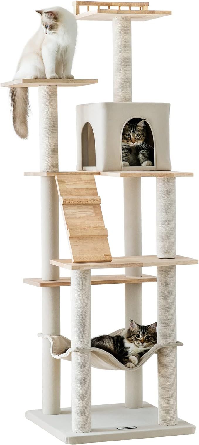 MWPO Cat Tree - 63.8-Inch Modern Wood Cat Tower for Indoor Cats,Multi-Level Cat Condo for Large C... | Amazon (US)