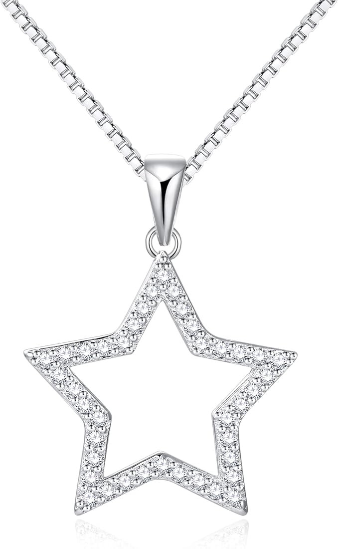 Matoa Star Necklace Silver/Gold, 925 Sterling Silver Necklace for Women, Simple Star Pendant Neck... | Amazon (US)