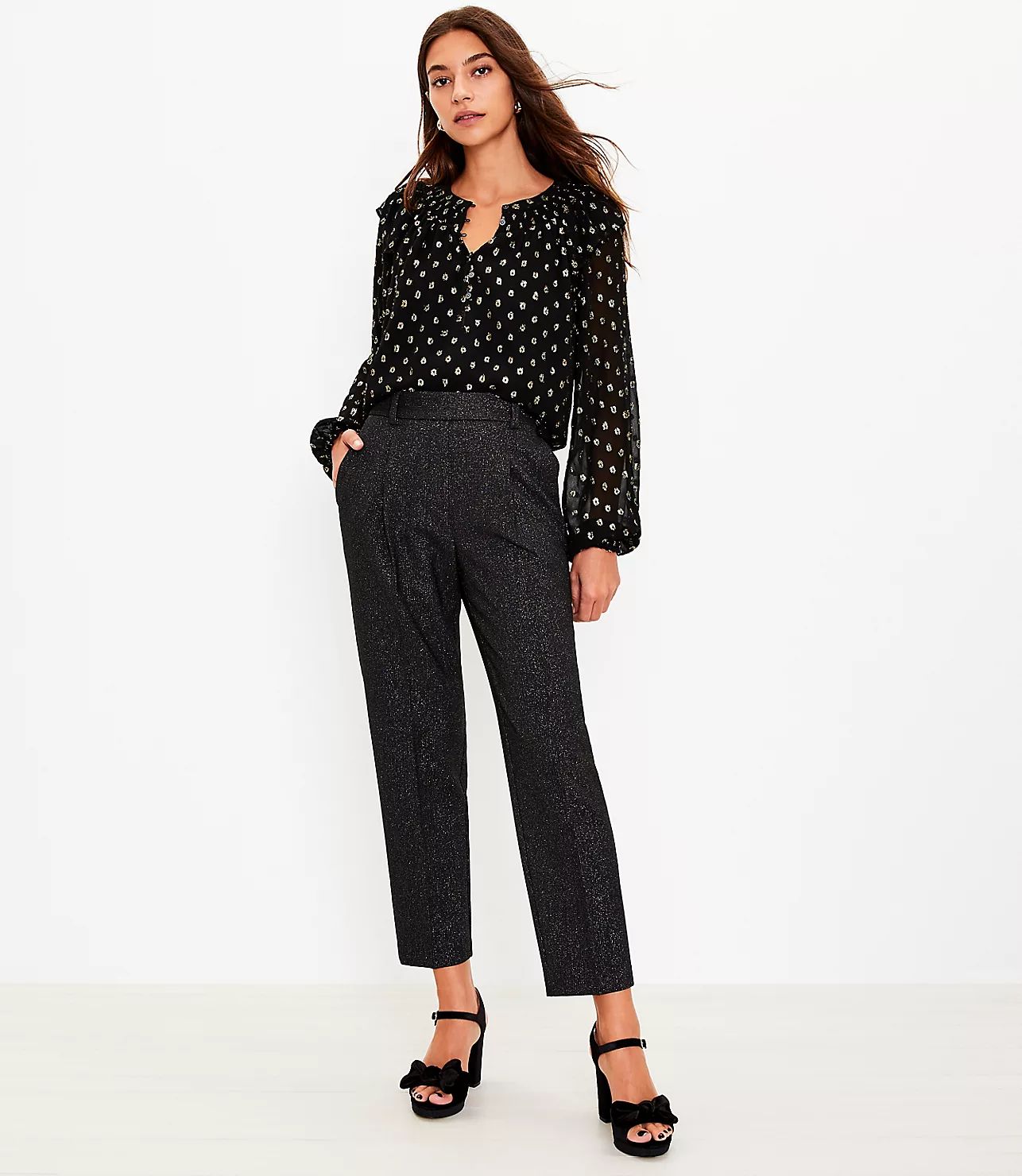 Pull On Tapered Pants in Shimmer | LOFT