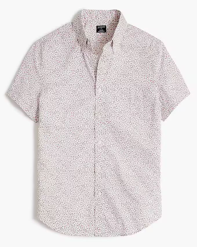 Printed short-sleeve slim flex casual shirt | J.Crew Factory