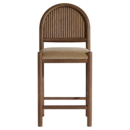 Bennett Modern Classic Brown Velvet Dark Oak Counter Stool | Kathy Kuo Home