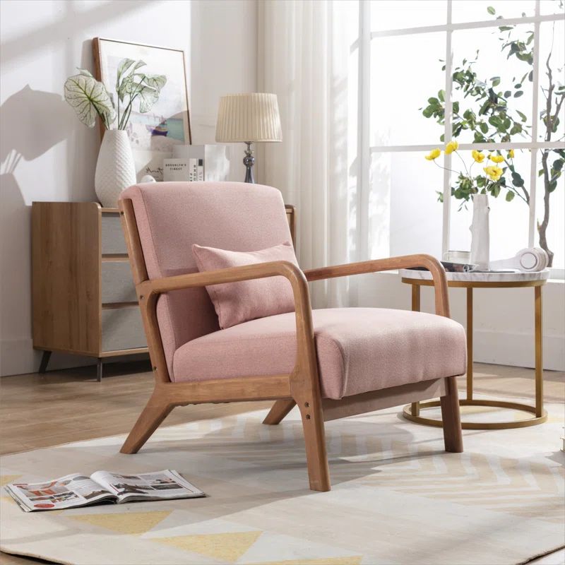 Hertford Lyquinn 25.78'' Wide Linen Armchair With Solid Wood Foot | Wayfair North America
