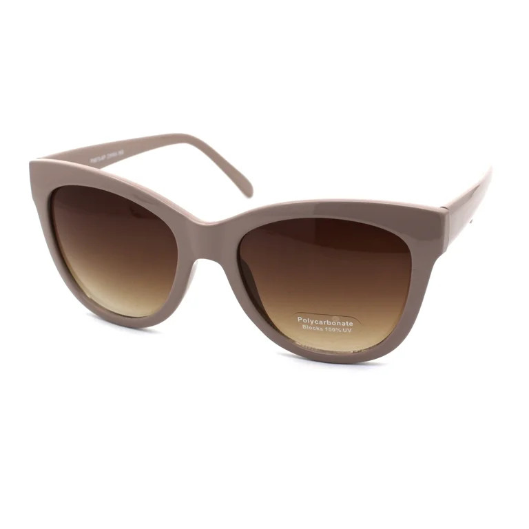Womens Classic 90s Horned Cat Eye Plastic Mod Sunglasses Beige Brown | Walmart (US)