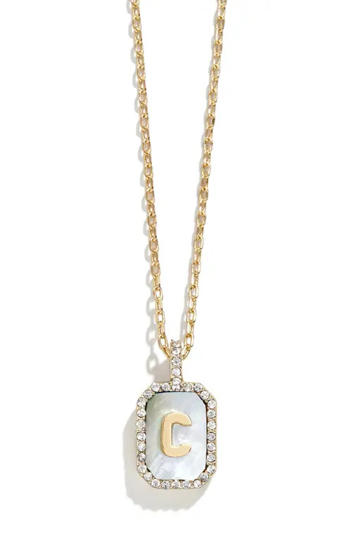 BaubleBar Initial Pendant Necklace in Green-C at Nordstrom | Nordstrom