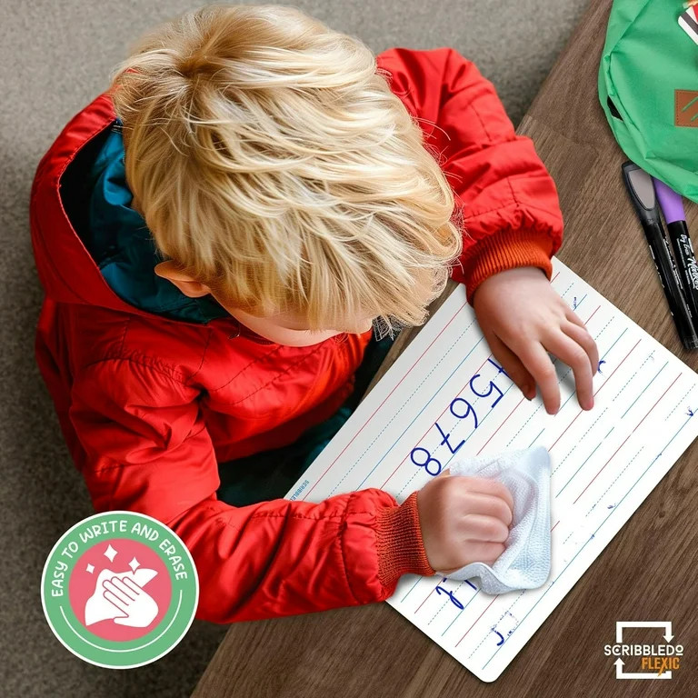 Scribbledo Lined Small Dry Erase Sheets, Ruled Double-Sided Desk Whiteboard, 9” x 12”, 10-Pac... | Walmart (US)