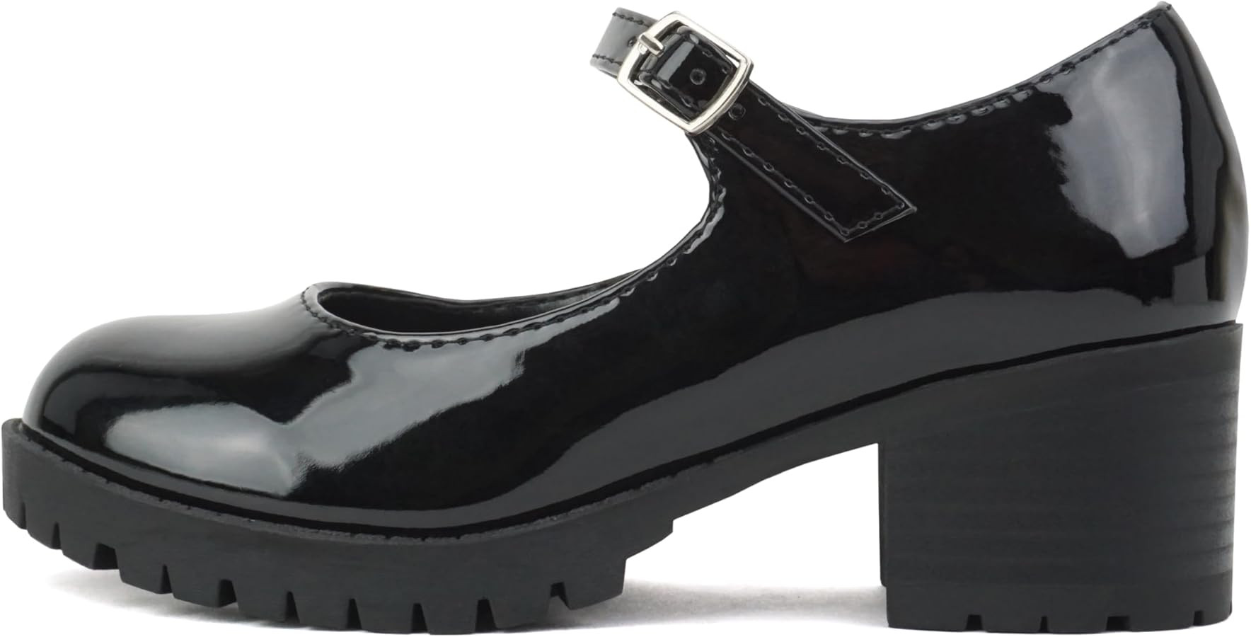 Soda Boxer-2 Kids/Children/Girls Lug Sole Block Heel Mary Jane with Adjustable Strap | Amazon (US)