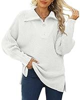 Imily Bela Women's 1/4 Zip Collared Sweaters Long Sleeve Oversized Slit Side Slouchy Sweatshirt K... | Amazon (US)