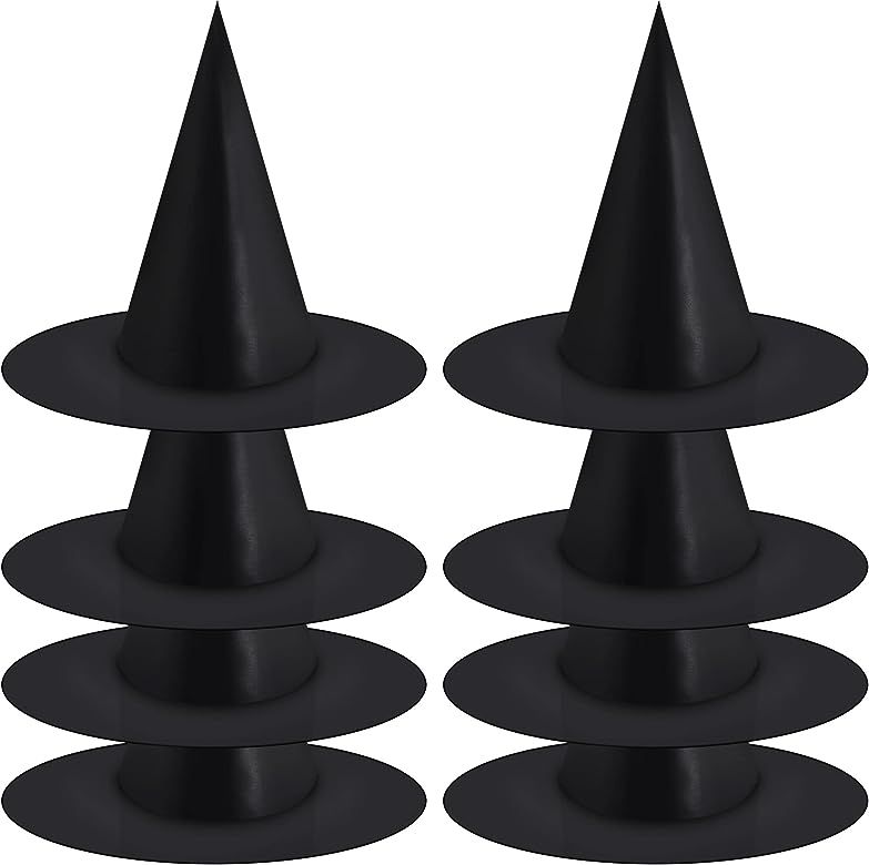 8 Pack Halloween Costume Witch Hat Cap Witch Costume Accessory For Halloween Cosplay Party, Black | Amazon (US)