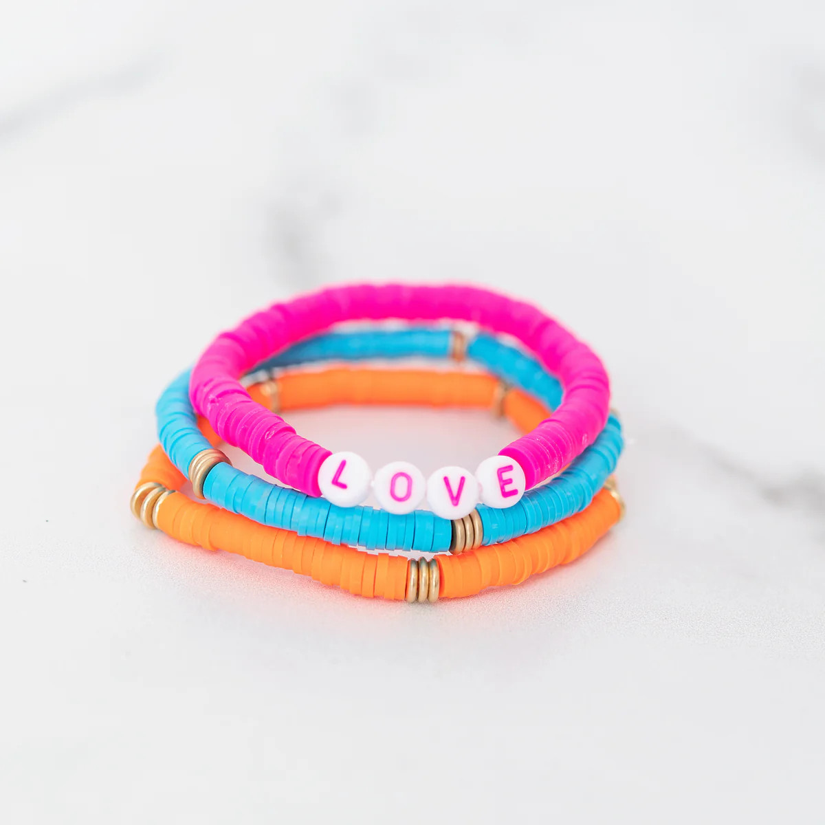 Neon LOVE Bracelet Set | Golden Thread