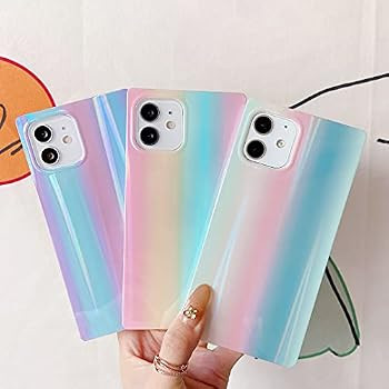 Cocomii Square Holographic Rainbow iPhone 12 Pro Max Case, Slim Glossy Soft TPU Trunk Box Minimalist | Amazon (US)