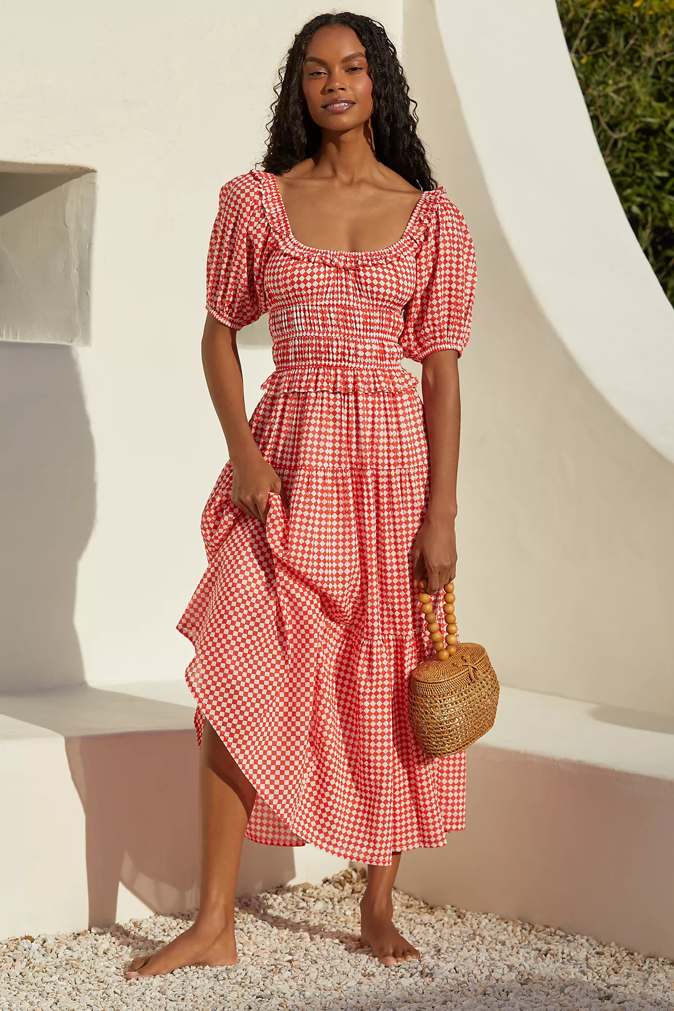 Ro's Garden Percy Puff-Sleeve Midi Dress | Anthropologie (US)