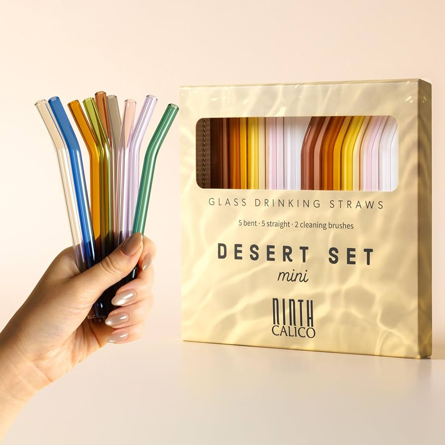 10-Pack Mini Short Small Reusable Glass Drinking Straws–Colorful, Durable – Includes 5 Straig... | Amazon (US)
