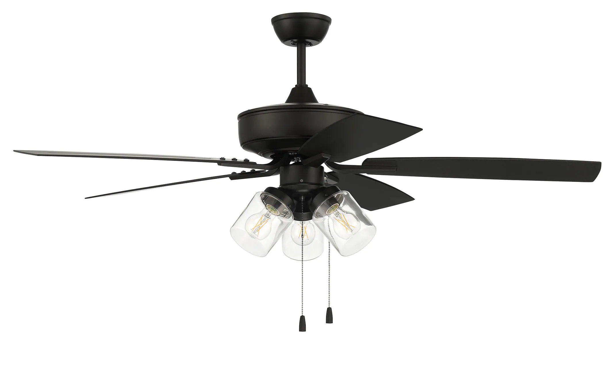 Craftmade Outdoor P104 Pro Plus Series 52-Inches Flat Black with Flat Black Blades Indoor/Outdoor Downrod or flush mount Standard Ceiling Fan With | Lowe's