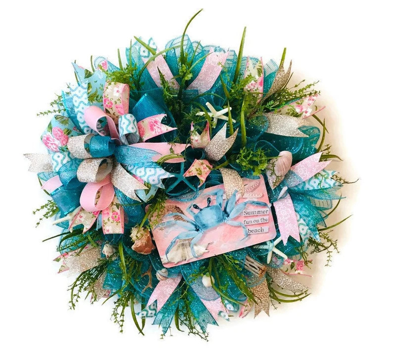 Beach Wreath for Front Door Ocean Cottage Wall Hanging Beach | Etsy | Etsy (US)
