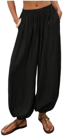 Verdusa Women's Balloon Pants Bohemian Low Waist Wide Leg Pants with Pocket | Amazon (US)