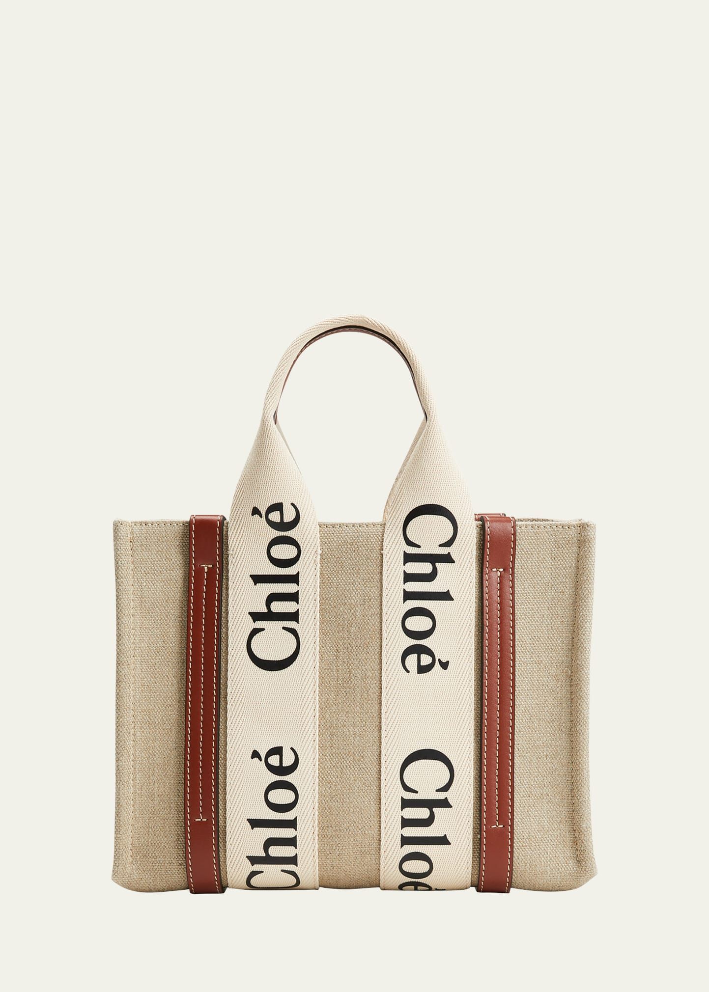 Chloe Woody Small Eco Linen Tote Bag | Bergdorf Goodman