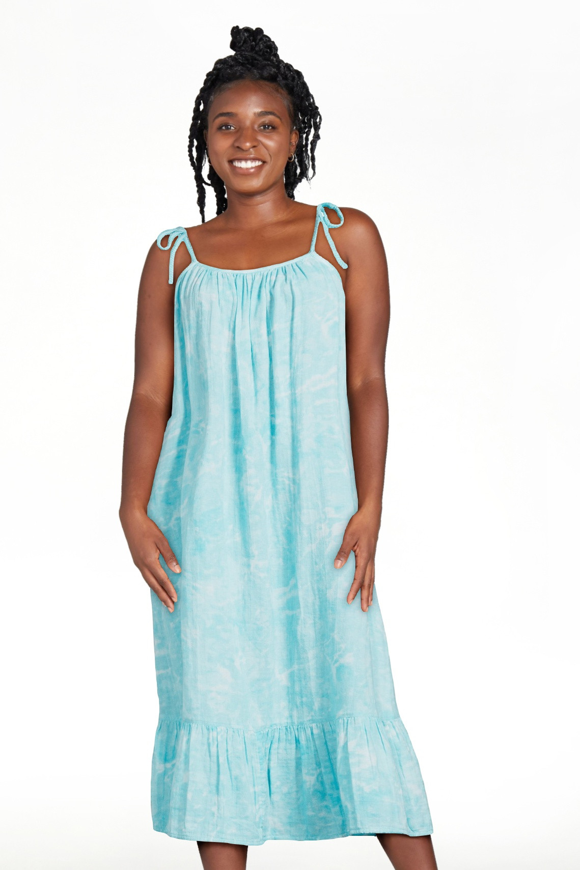 Time and Tru Women's Tie Shoulder Midi Dress, Sizes XS-XXXL | Walmart (US)