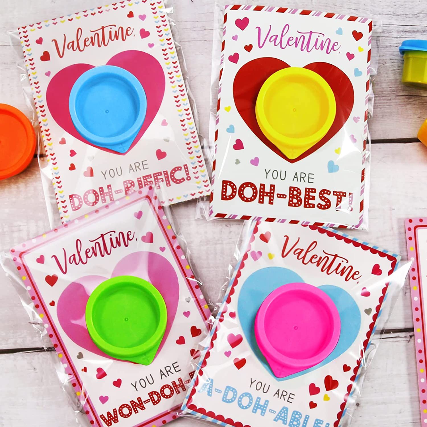 ORIENTAL CHERRY Valentines Day Gifts for Kids - 24 Pack Valentines Cards With Playdough for Kids ... | Amazon (US)