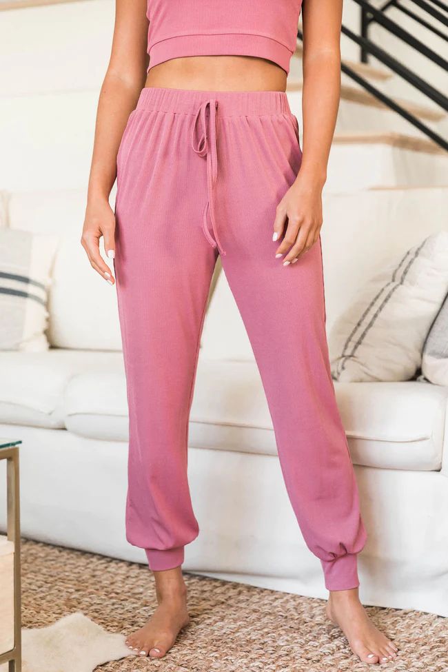 A New Dawn Berry Ribbed Joggers FINAL SALE | The Pink Lily Boutique