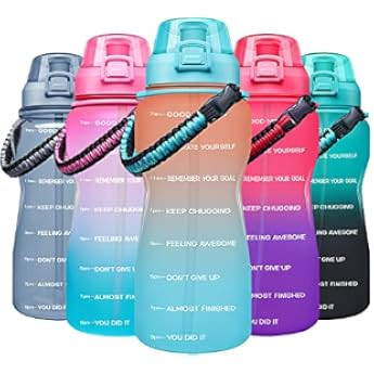 Giotto Large Half Gallon/64oz Motivational Water Bottle with Time Marker & Straw,Leakproof Tritan BP | Amazon (US)
