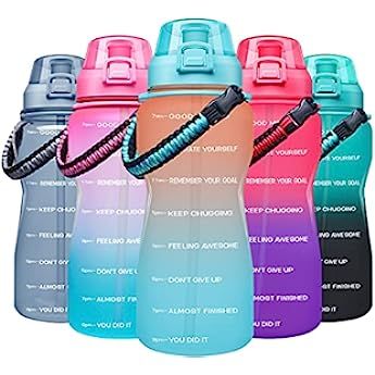 Giotto Large Half Gallon/64oz Motivational Water Bottle with Time Marker & Straw,Leakproof Tritan BP | Amazon (US)