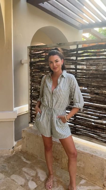 The best spring and summer romper! On sale in white, beige, and these stripes! Perfect vacation outfit!

#LTKSaleAlert #LTKVideo